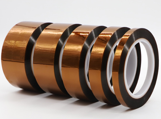 Close-up view of 50μm polyimide tape adhesive surface