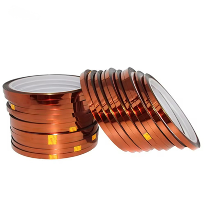 19N/25mm Tensile Strength Kapton Polyimide Tape 0.05mm Silicone Adhesive Amber Color