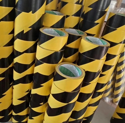 48MM Wide  PVC Black And Yellow Warning Tape Warehouse Floor Zoning Tape