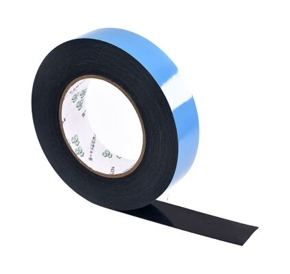 Durable Double Sided Adhesive Tape featuring black foam and blue film liner designed to provide bonding and mounting solutions