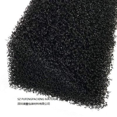 Black RoHS Open Cell Foam Filter Material , 10 PPI Reticulated Polyurethane Foam Sheet